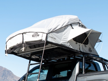 Load image into Gallery viewer, SMRT softshell rooftop tent, open corner angle
