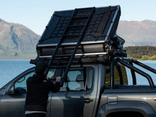 Load image into Gallery viewer, SMRT softshell rooftop tent, opening with ladder
